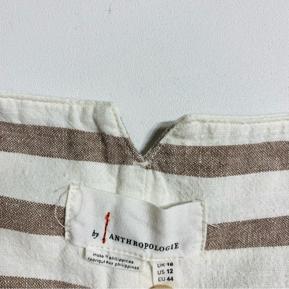 Antropology linen blend high waist striped pants - Picture 8 of 12